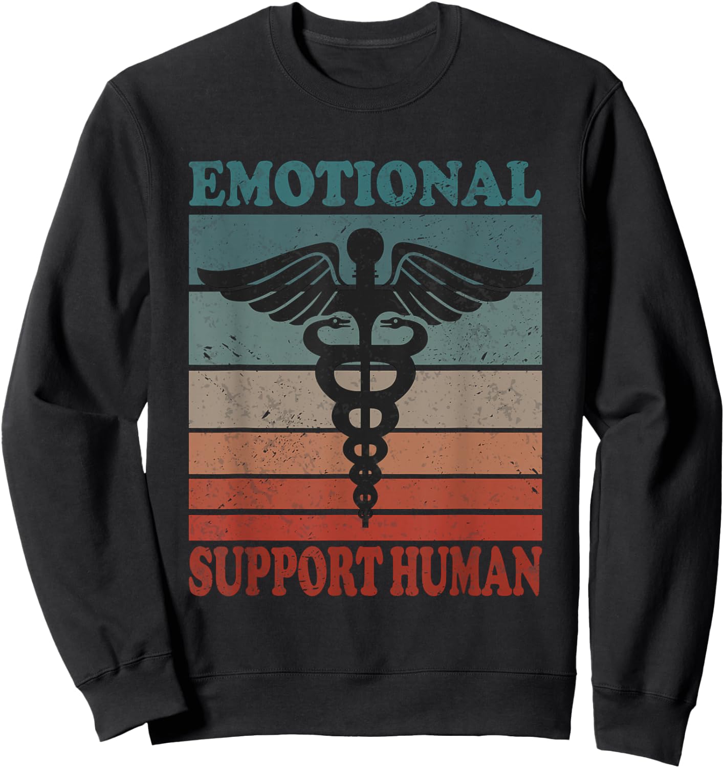 Vintage Emotional Support Human Service People Black Sweatshirt - Sweatshirt | Black