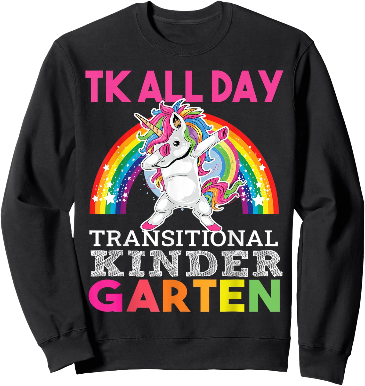 TK All Day Transitional Kindergarten Dabbing Unicorn Sweatshirt - Sweatshirt | Black