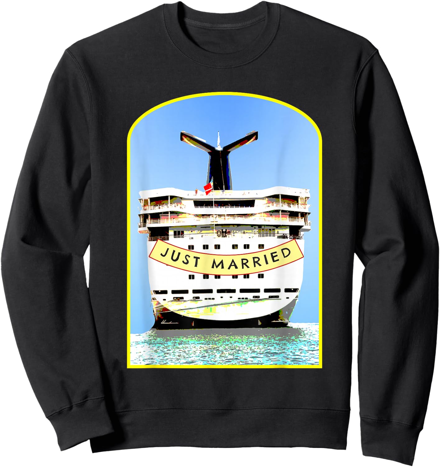 Just Married 2026 Honeymoon Cruise Newlyweds Wife Husband Sweatshirt - Sweatshirt | Black
