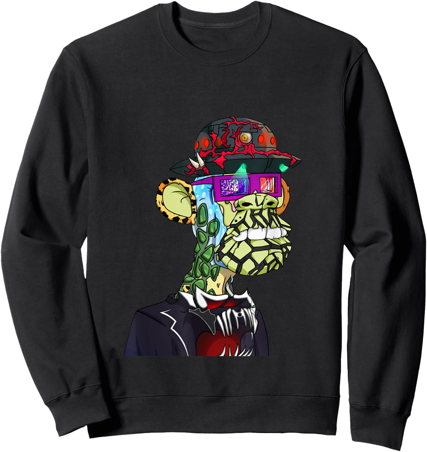 MAYC #24408 Funny Glasses APE NFT Sweatshirt - Sweatshirt | Black