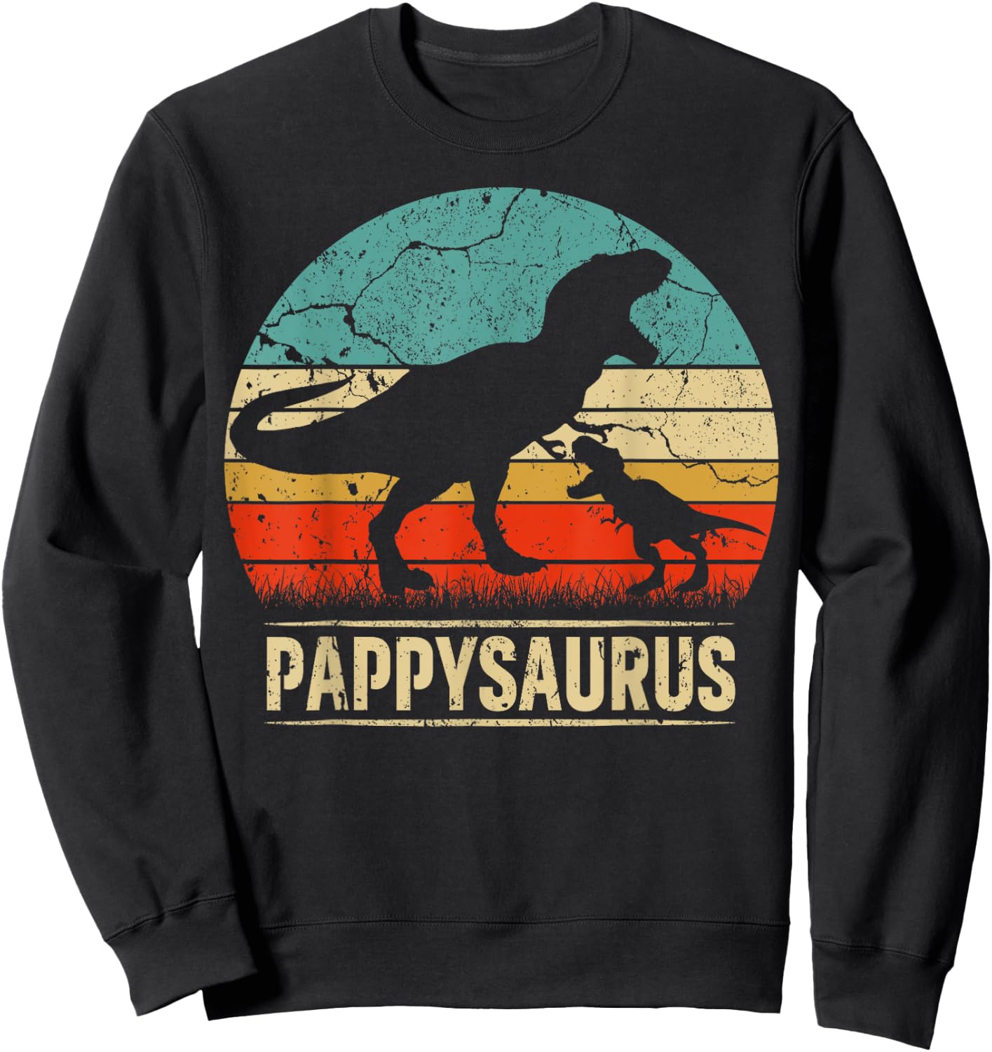 Pappysaurus T Rex Dinosaur Pappy Saurus Family Matching Sweatshirt - Sweatshirt | Black