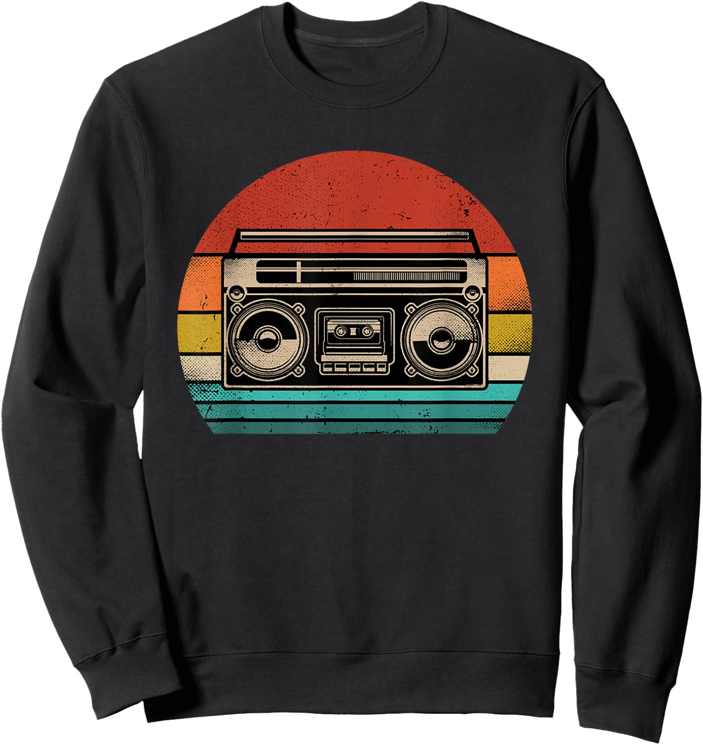 Retro Boombox Cassette Player Radio 80s Music Vintage Style Sweatshirt - Sweatshirt | Black