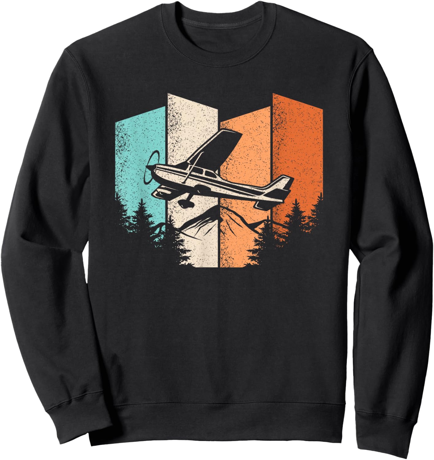 Retro Airplane Vintage Pilot Aviation Fly Plane Men Women Sweatshirt - Sweatshirt | Black