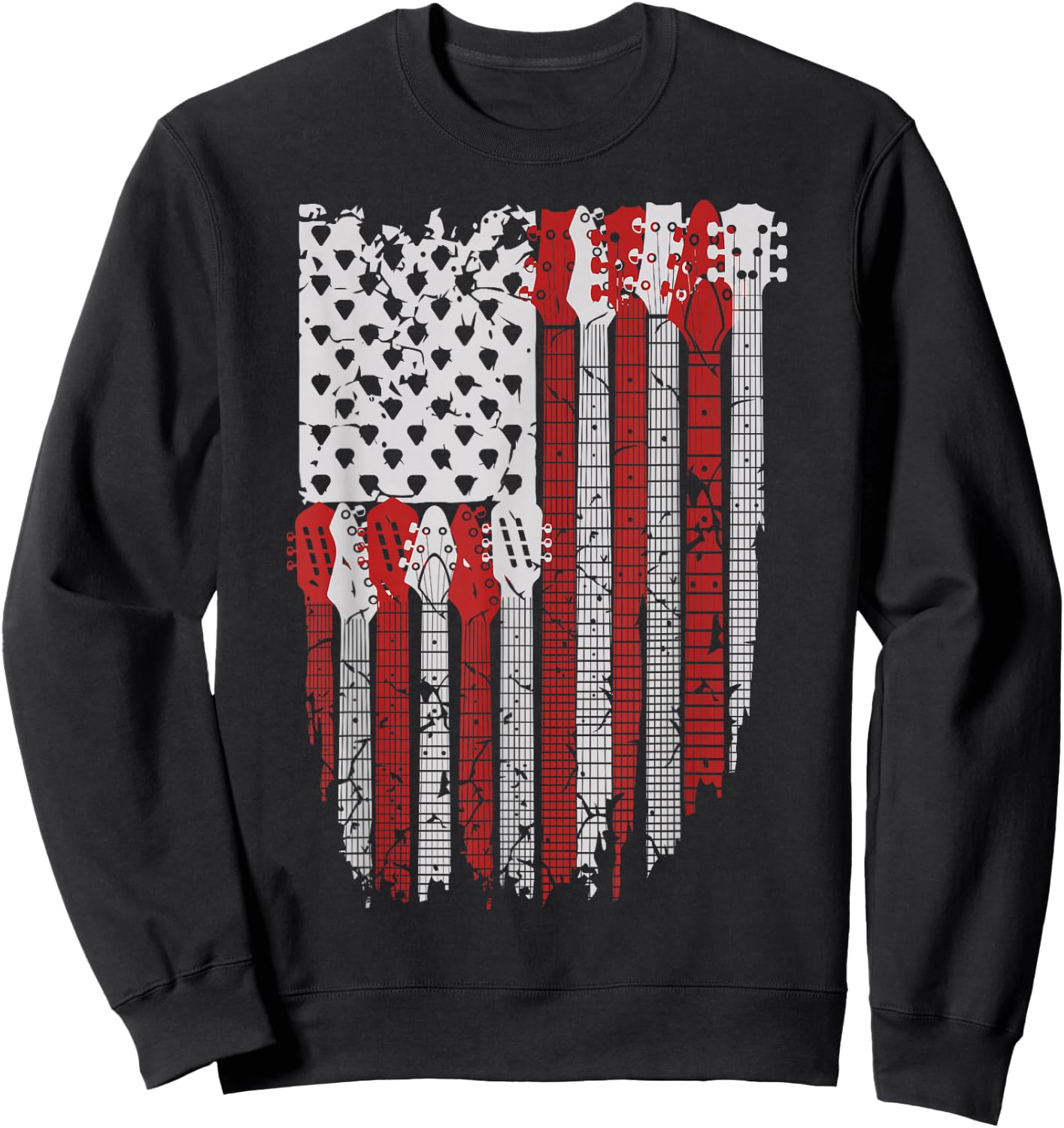 USA American Flag Guitar Musician 4th of July Guitarists Sweatshirt - Sweatshirt | Black