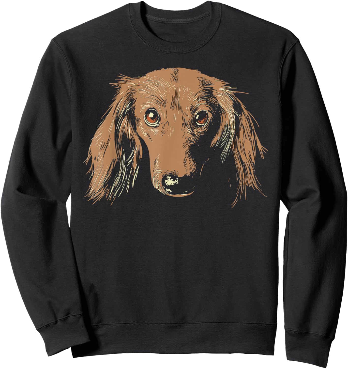 Dachshund dog portrait dachshund head wiener Sweatshirt - Sweatshirt | Black