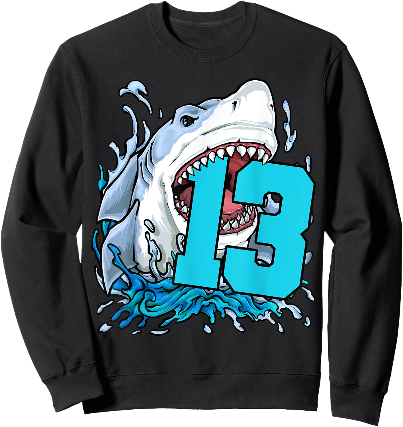Shark Lover 13th Birthday Sweatshirt - Sweatshirt | Black