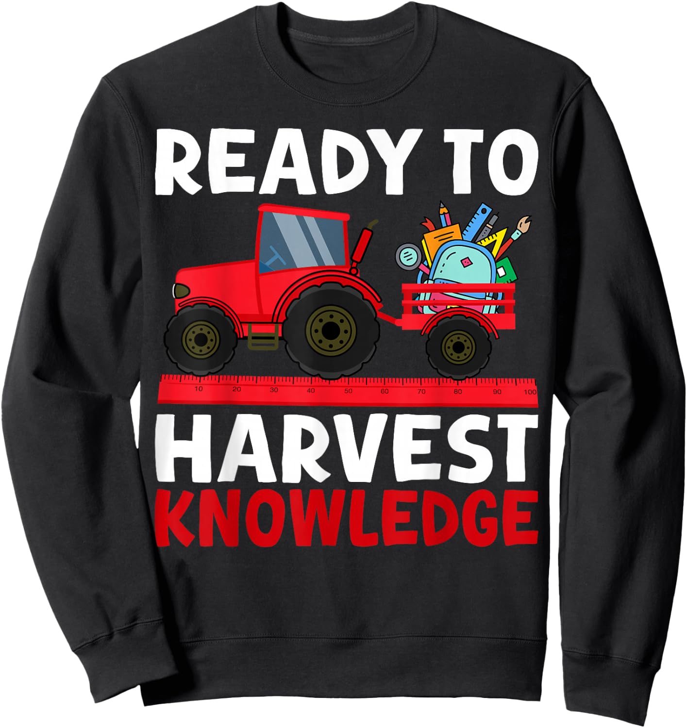 Back to School Tractor Farmer Boys First Day of School Kids Sweatshirt - Sweatshirt | Black