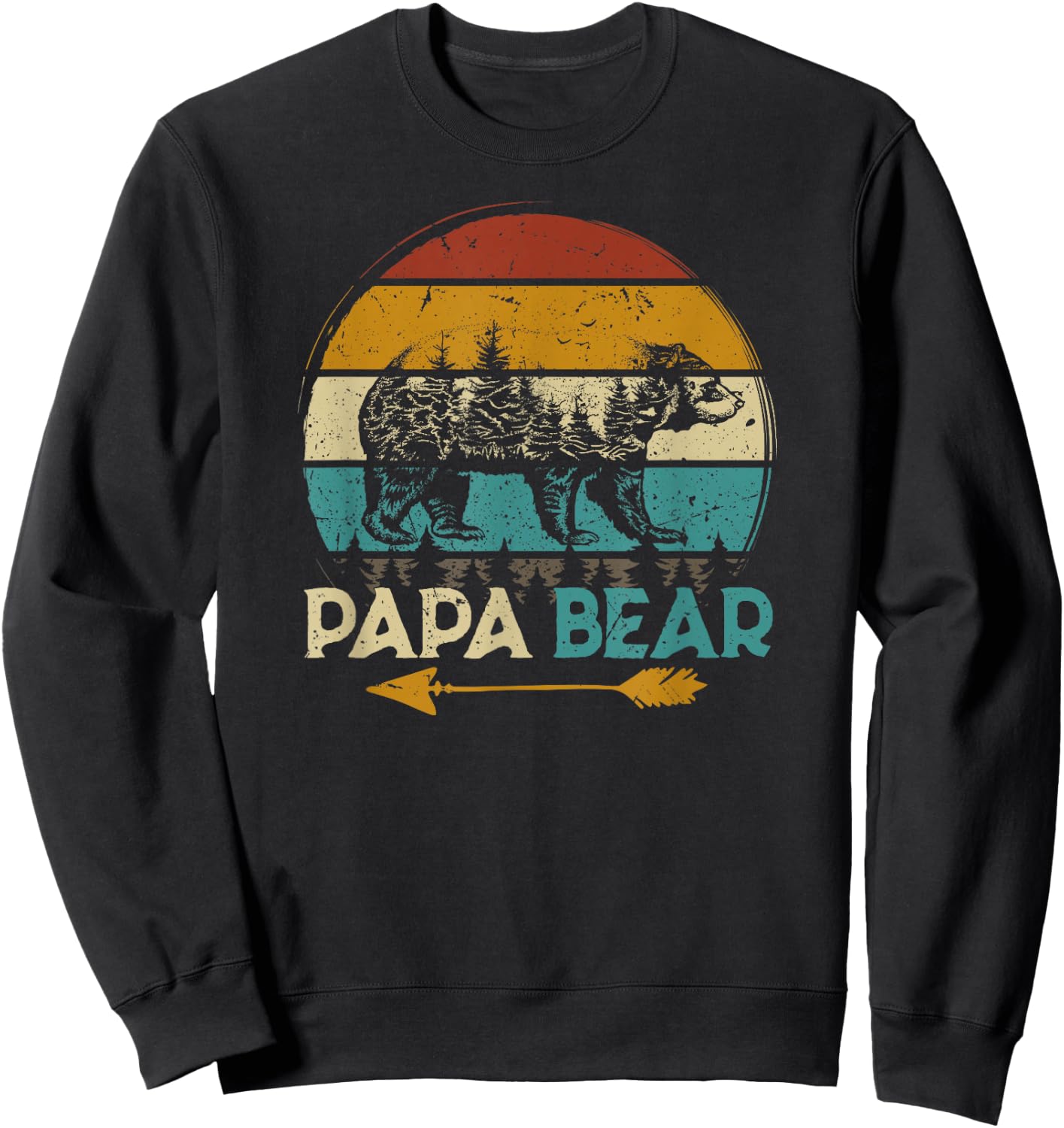 Father's Day Papabear Funny Dad Baby Bear Retro Vintage Sweatshirt - Sweatshirt | Black