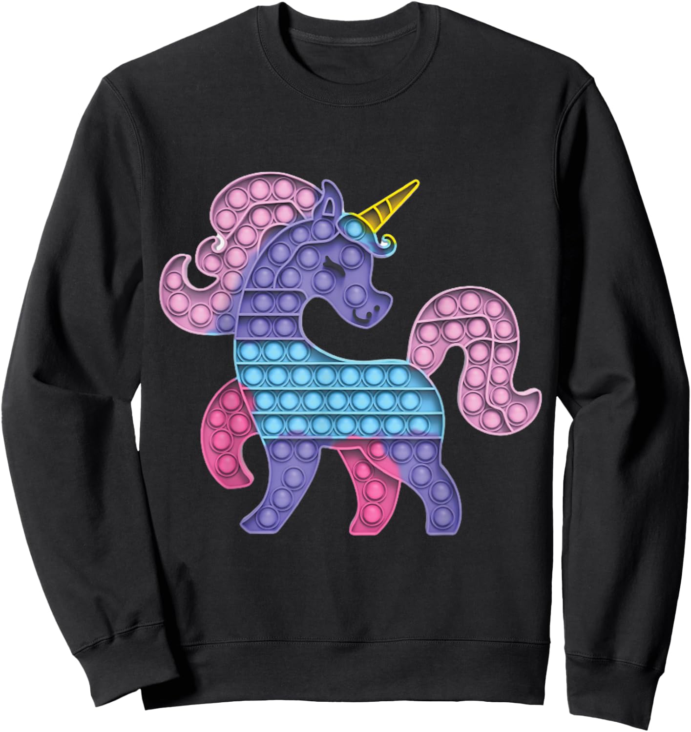 Pop Up Fidget Game Unicorn Rainbow Colourful for Girls Sweatshirt - Sweatshirt | Black