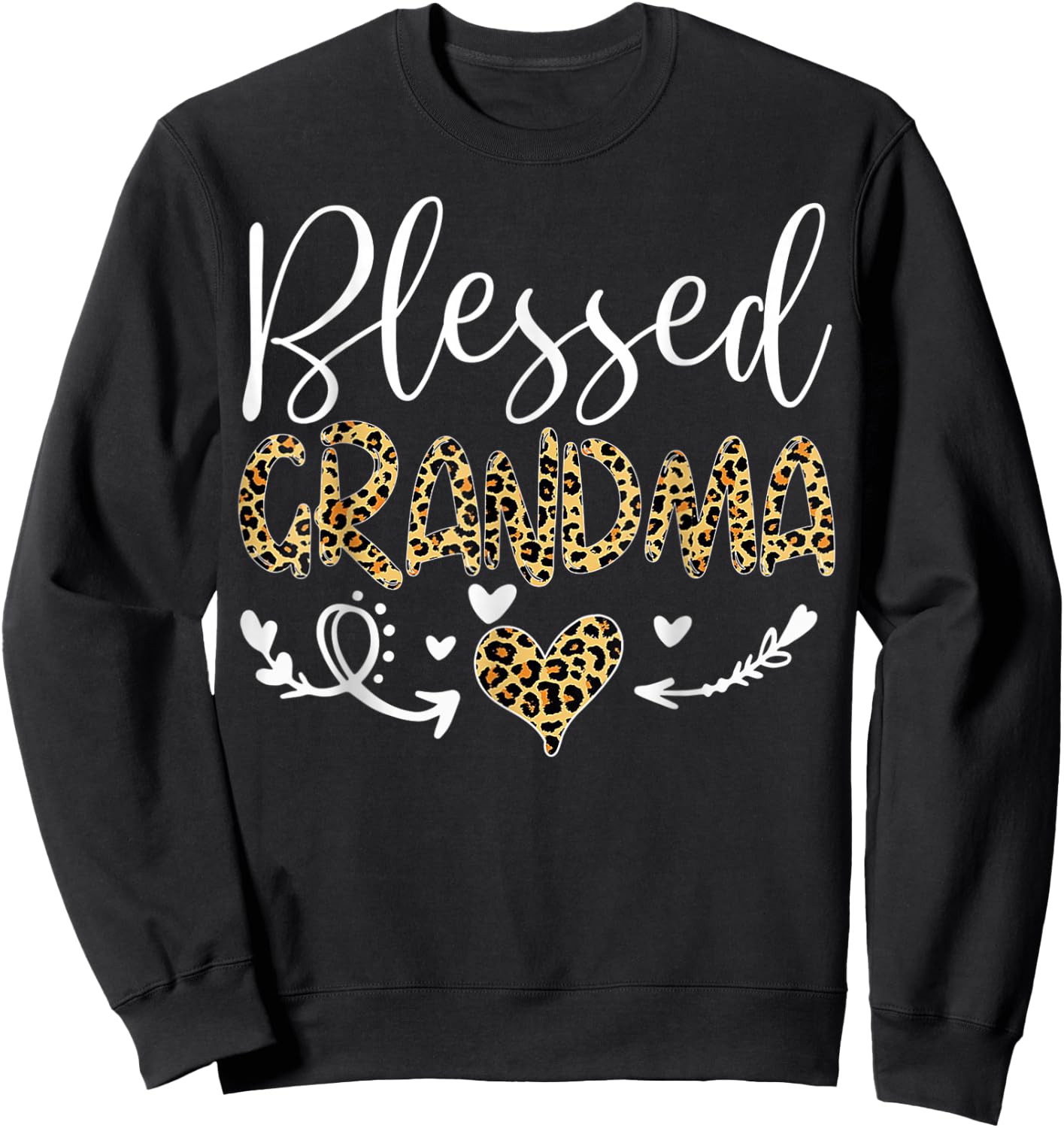 Leopard Blessed Grandma For Grandmother Granny Mimi Mother Sweatshirt - Sweatshirt | Black