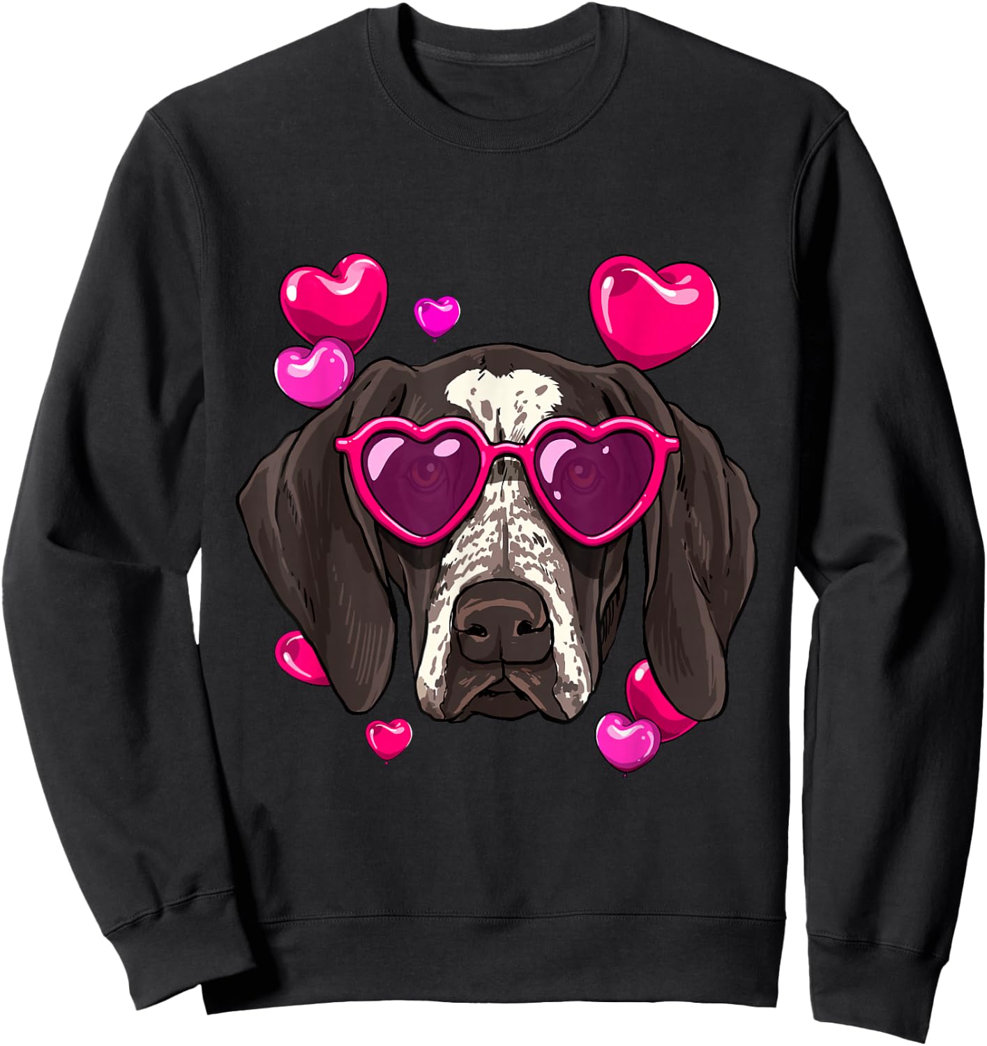 German Shorthaired Pointer Valentines Day Heart Dog Lover Sweatshirt - Sweatshirt | Black