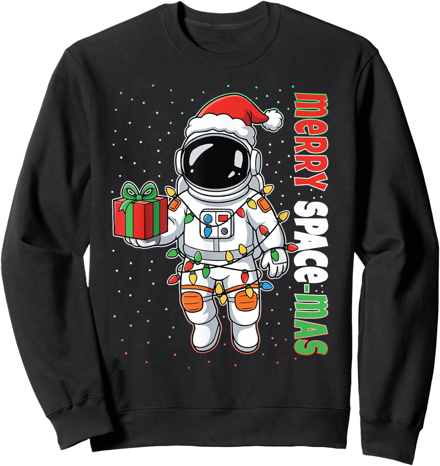 Merry Space-Mas Funny Christmas Santa Astronaut Spaceman Sweatshirt - Sweatshirt | Black