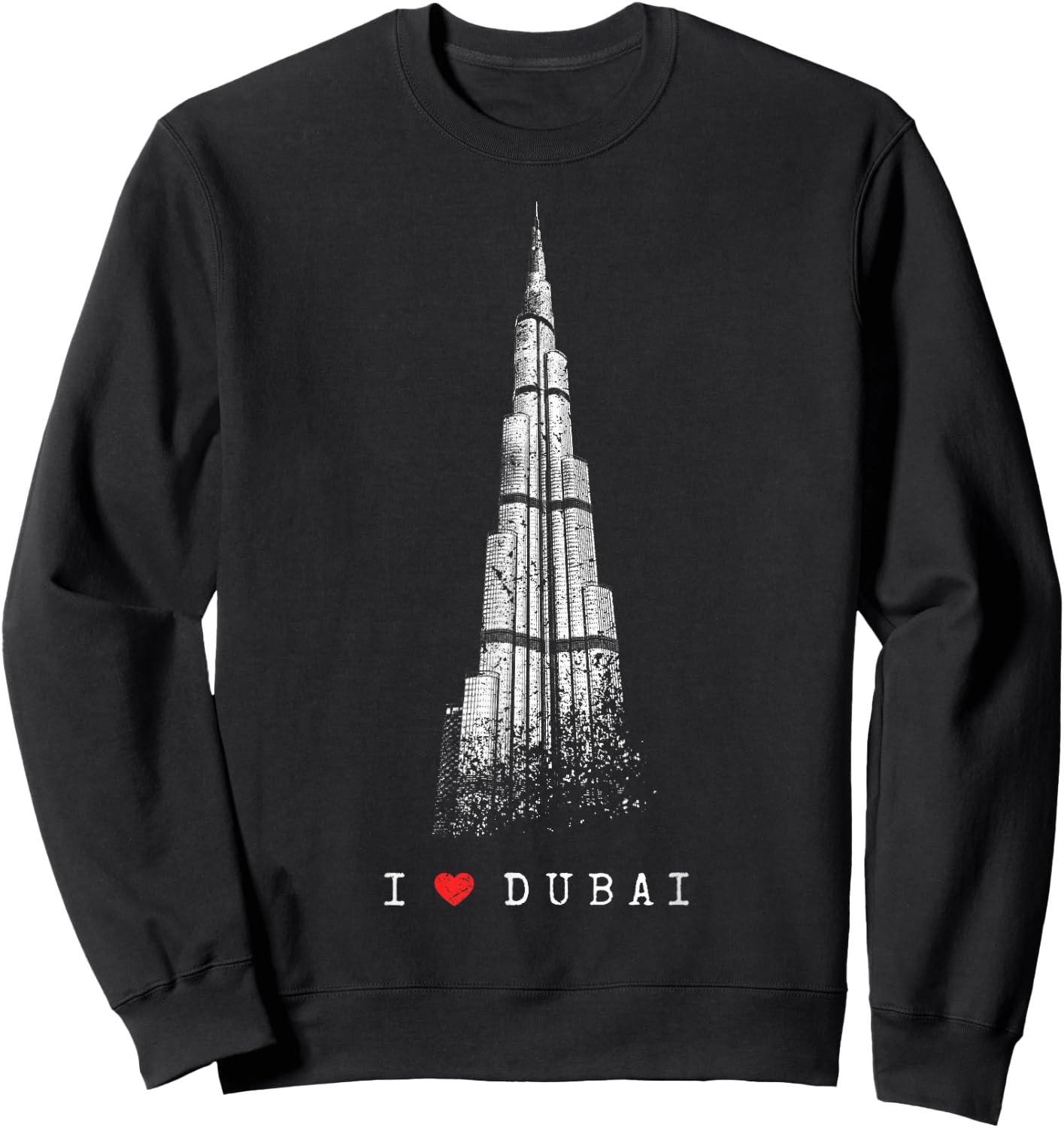 Dubai Burj Khalifa Vintage Skyline I Love Emirate Of Dubai Sweatshirt - Sweatshirt | Black