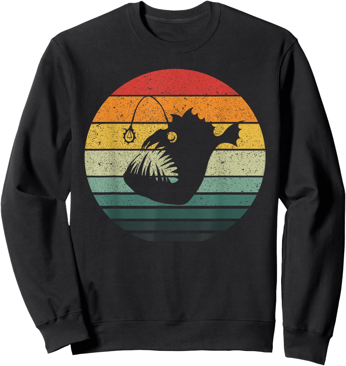 Vintage Angler Fish Retro Design Sweatshirt - Sweatshirt | Black