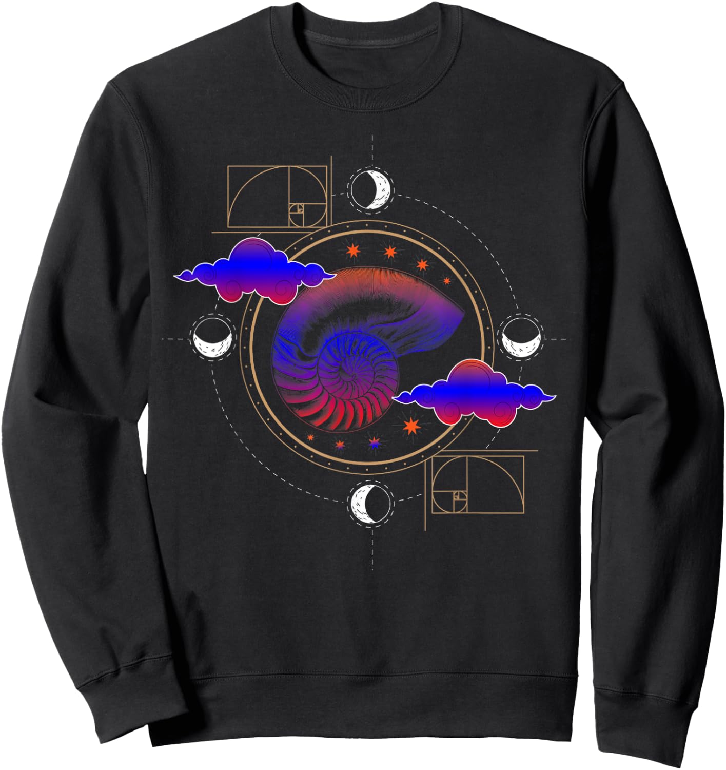 Fibonacci Shell or Golden Ratio and Spiral or Fibonacci Sweatshirt - Sweatshirt | Black
