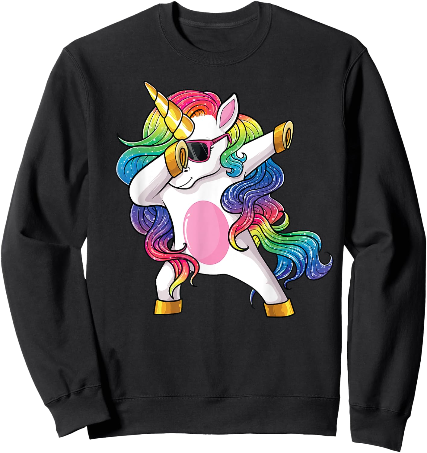 Dabbing Unicorn Shirt Kids Girls Boys Toddlers Dab Unicorn Sweatshirt - Sweatshirt | Black