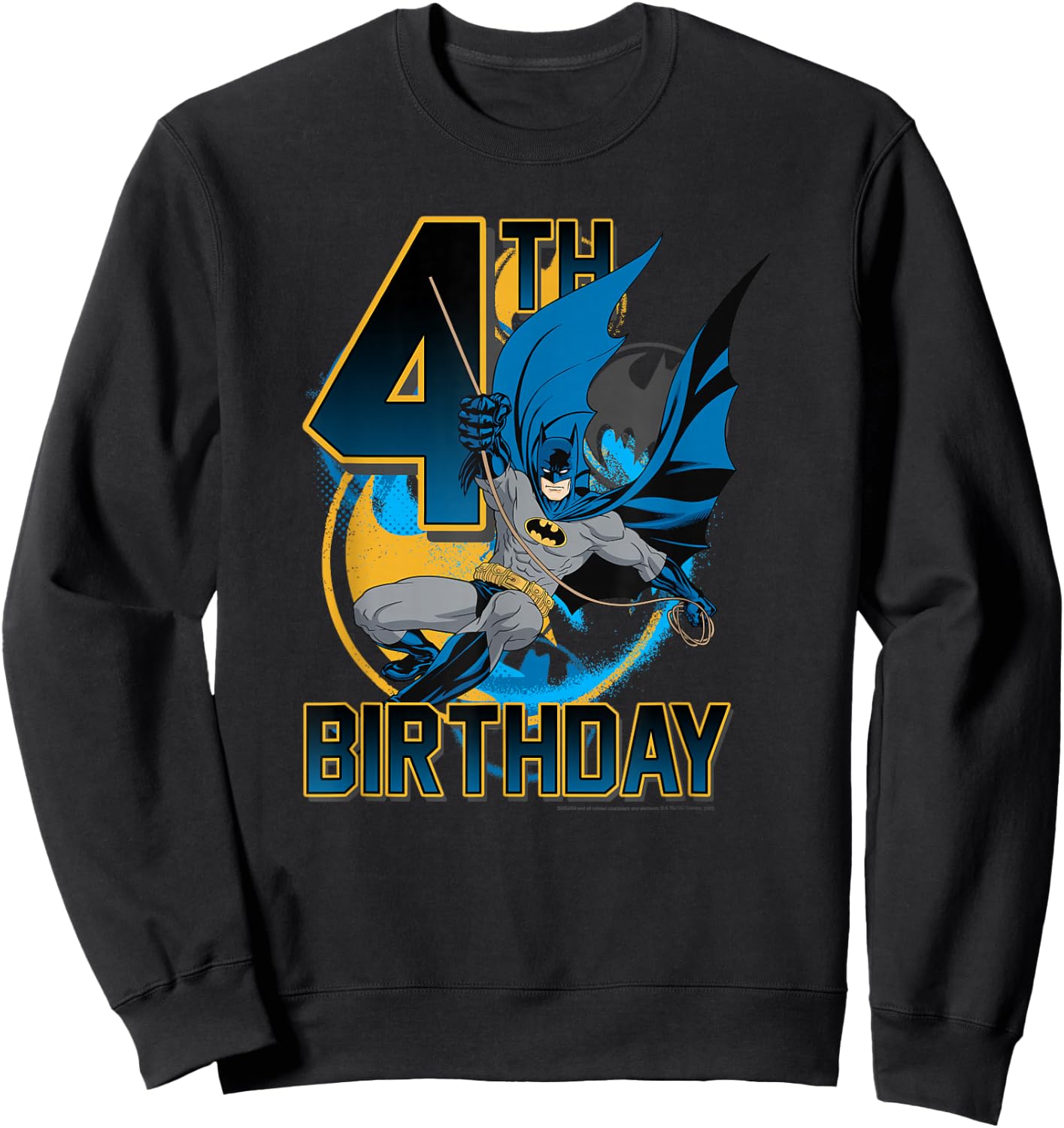 DC Comics Batman 4th Birthday Bat Swing Action Poster Sweatshirt - Sweatshirt | Black