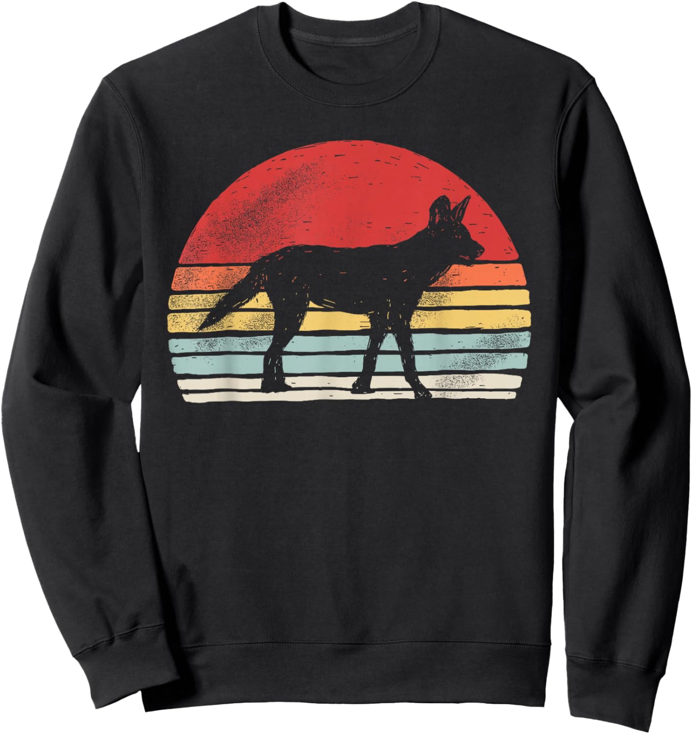 Vintage African Wild Dog The Painted Wolf Cape Hunting Dog Sweatshirt - Sweatshirt | Black