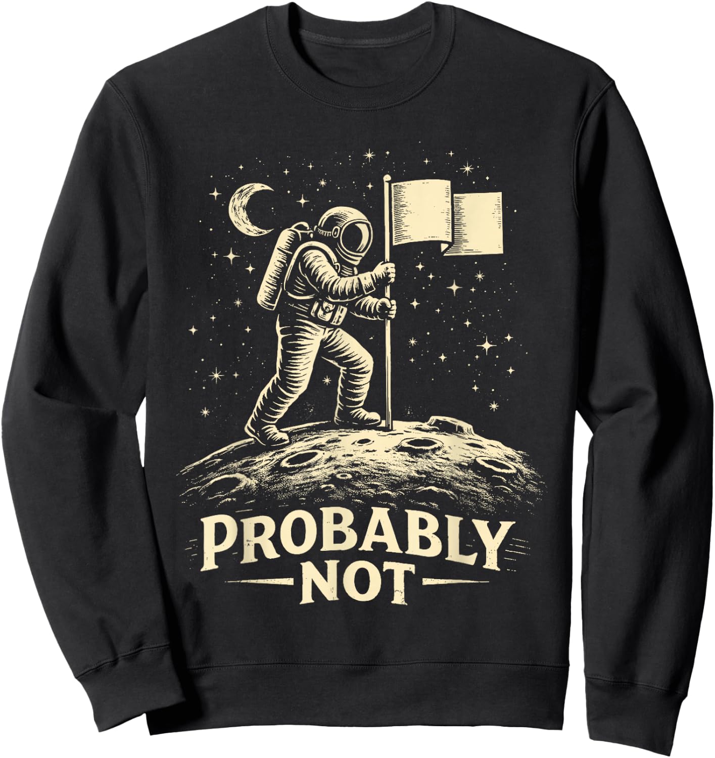 Astronaut Moon Landing Conspiracy Theory Probably Not Sweatshirt - Sweatshirt | Black