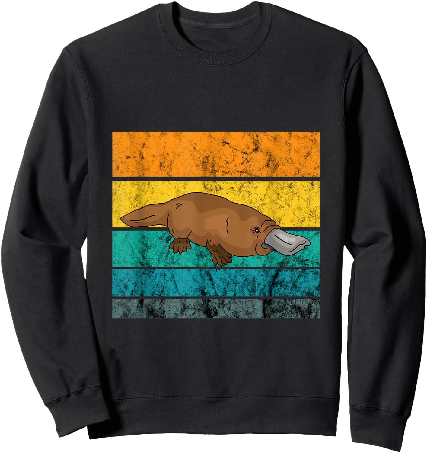 Platypus Duck Billed Retro Vintage Sunset Platypus Wildlife Sweatshirt - Sweatshirt | Black