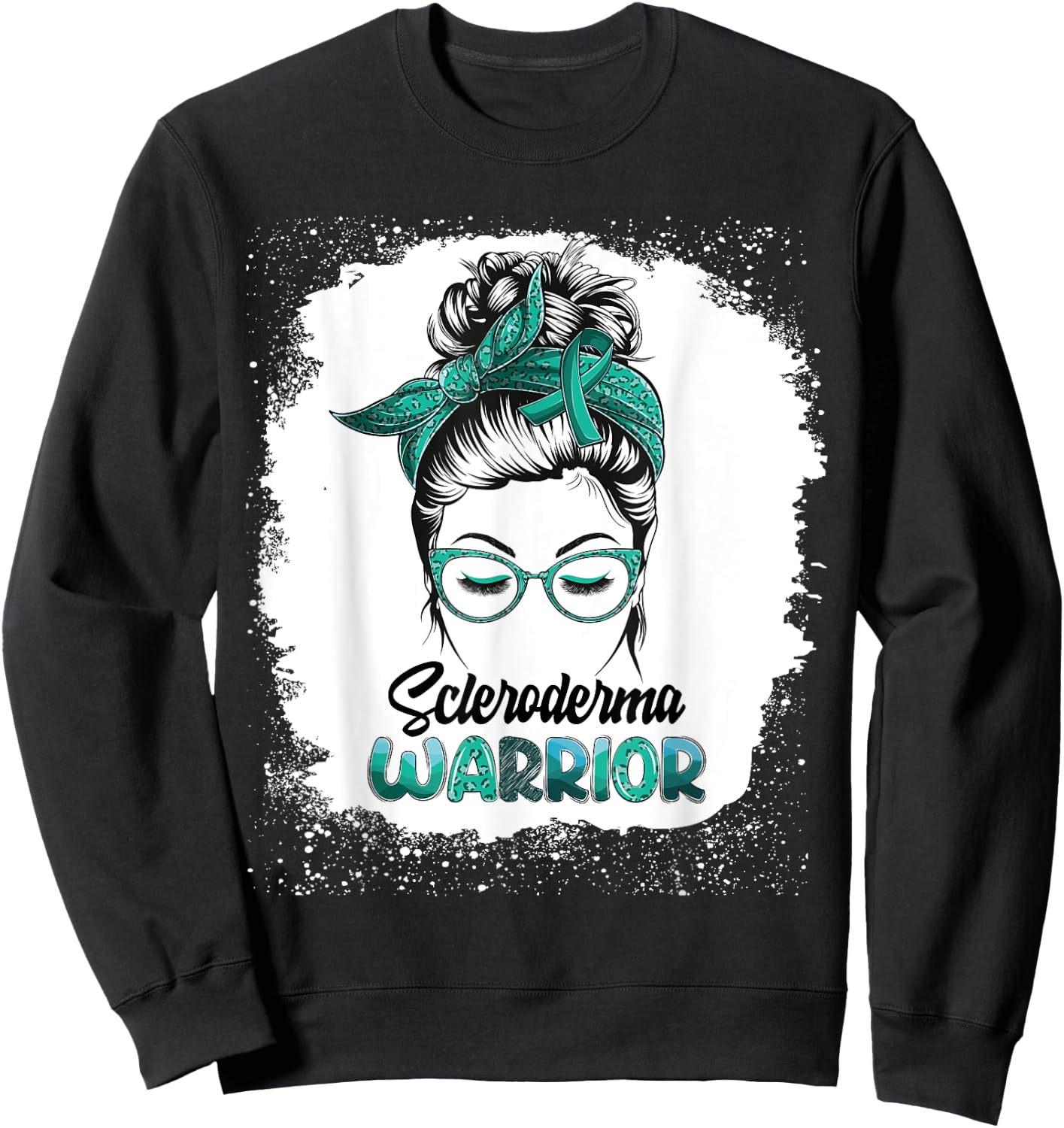 Scleroderma Warrior Bleached Messy Bun Survivor Believe Sweatshirt - Sweatshirt | Black