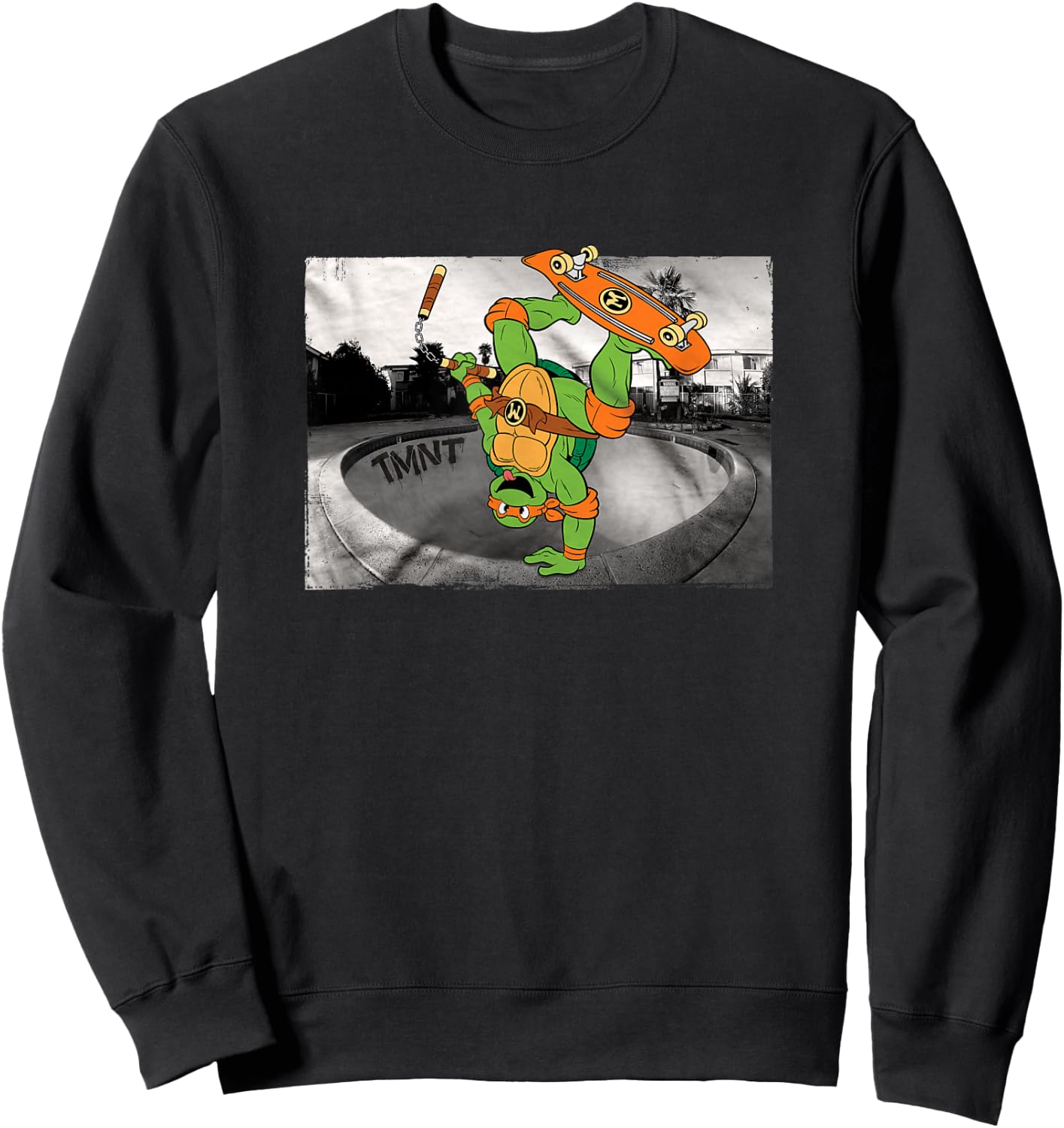 TMNT Michelangelo with Skate Board Sweatshirt - Sweatshirt | Black