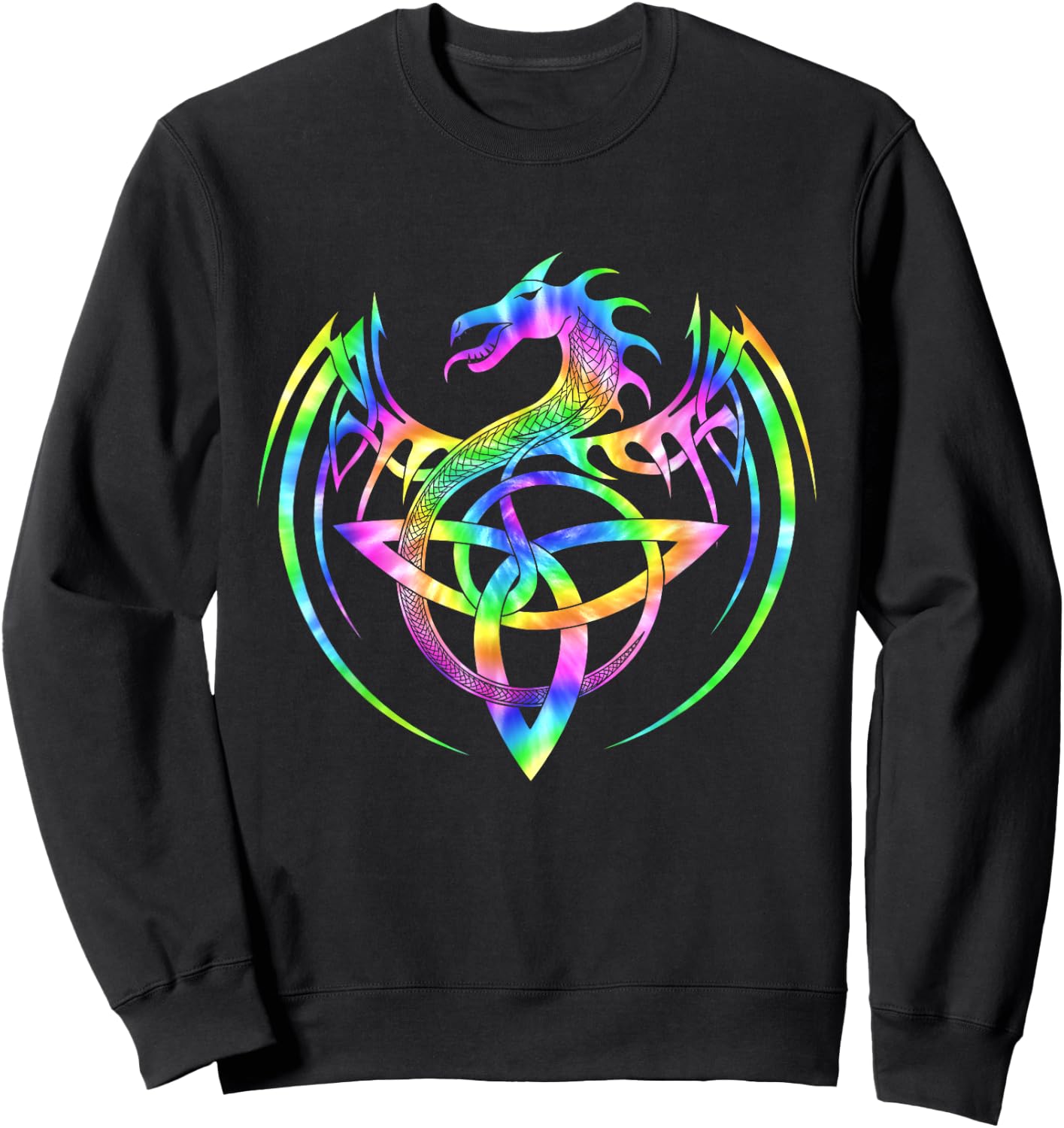 Tie Dye Tribal Celtic Knot Fantasy Dragon Sweatshirt - Sweatshirt | Black