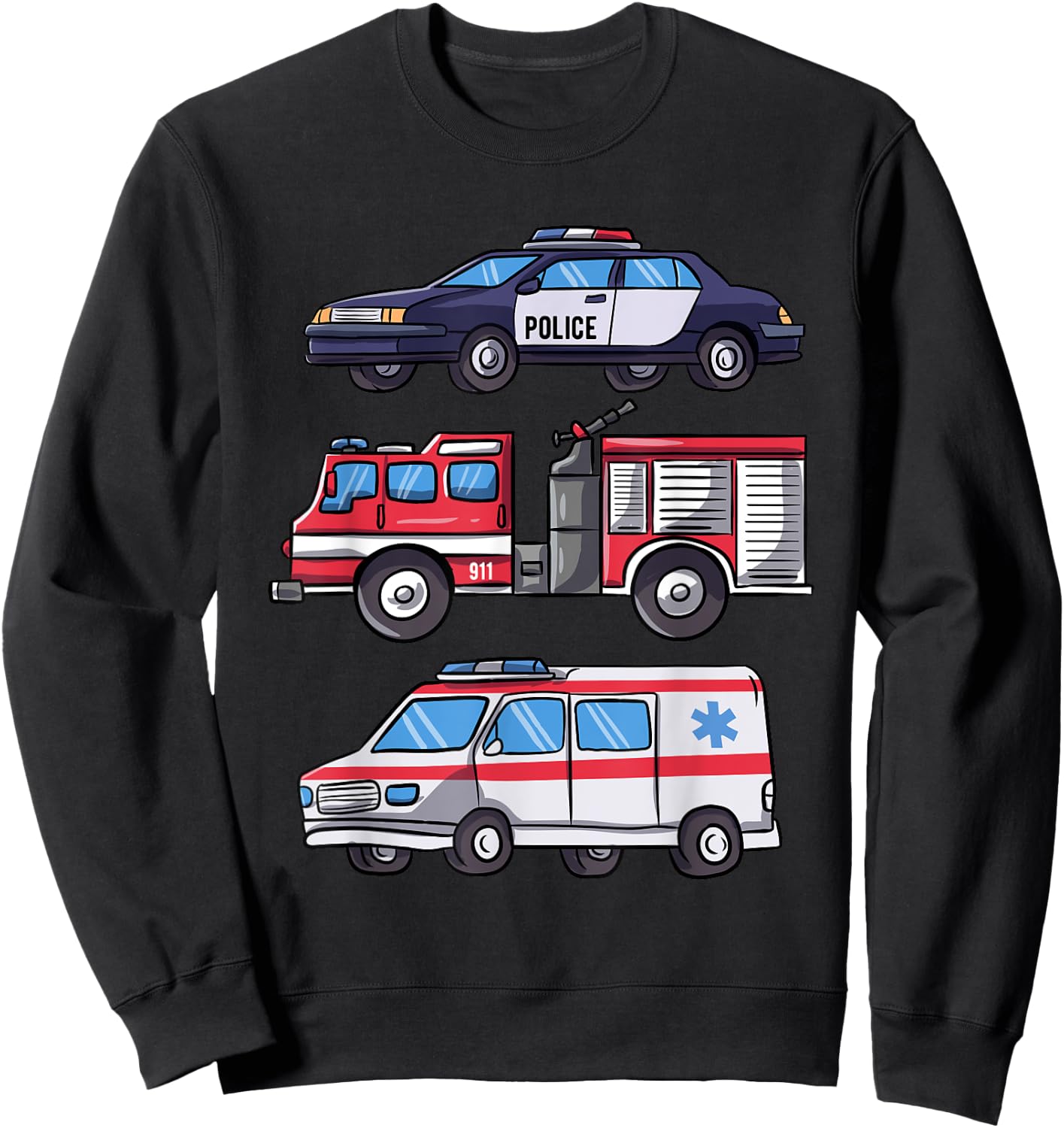 Emergency Vehicle Gift Boys Fire Engine Sweatshirt - Sweatshirt | Black