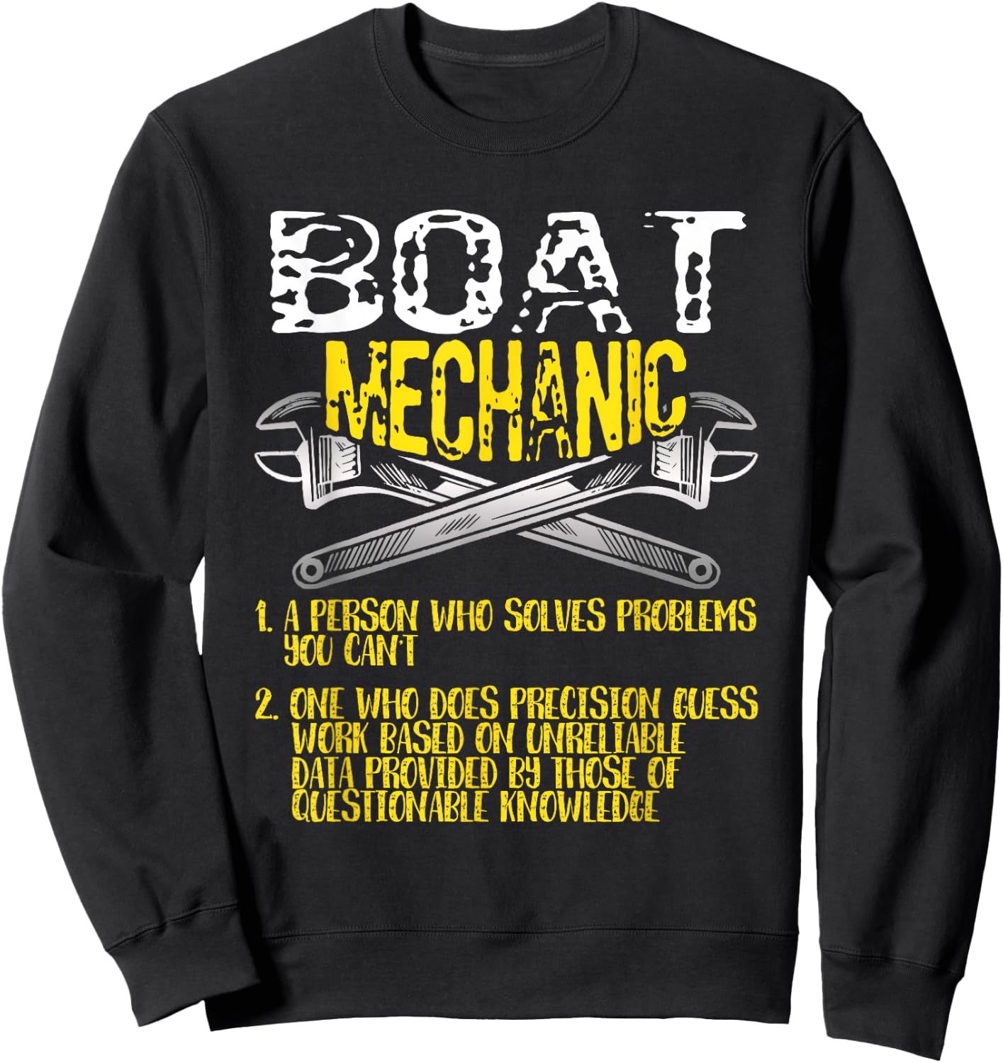 Boat Mechanic Definition Solves Funny Boat Mechanic Sweatshirt - Sweatshirt | Black