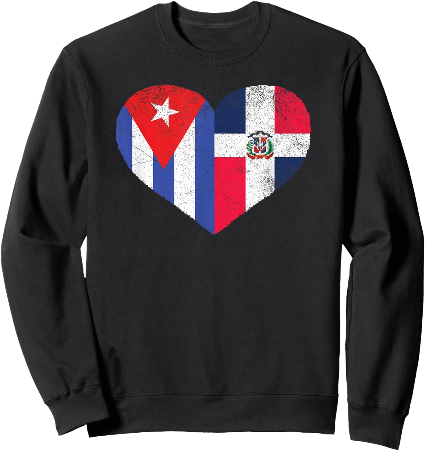 Half Cuban Half Dominican Heart Cuba Dominican Flag Sweatshirt - Sweatshirt | Black