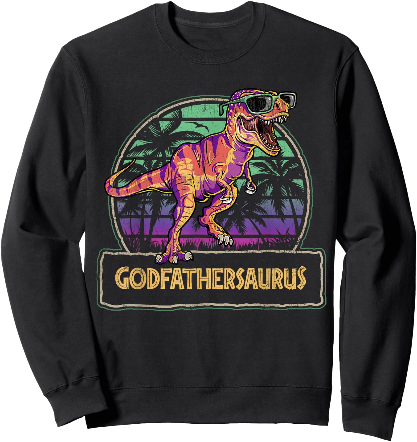 Godfathersaurus T Rex Dinosaur Godfather Saurus Matching Sweatshirt - Sweatshirt | Black
