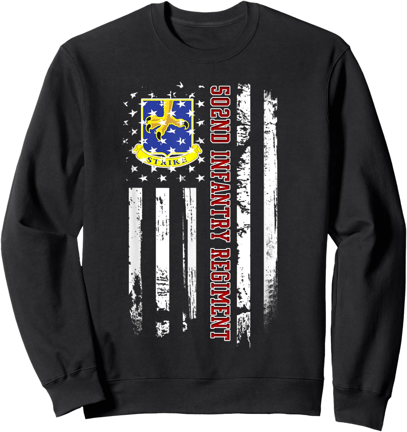 502nd Infantry Regiment Veteran USA Flag Veterans Day Xmas Sweatshirt - Sweatshirt | Black