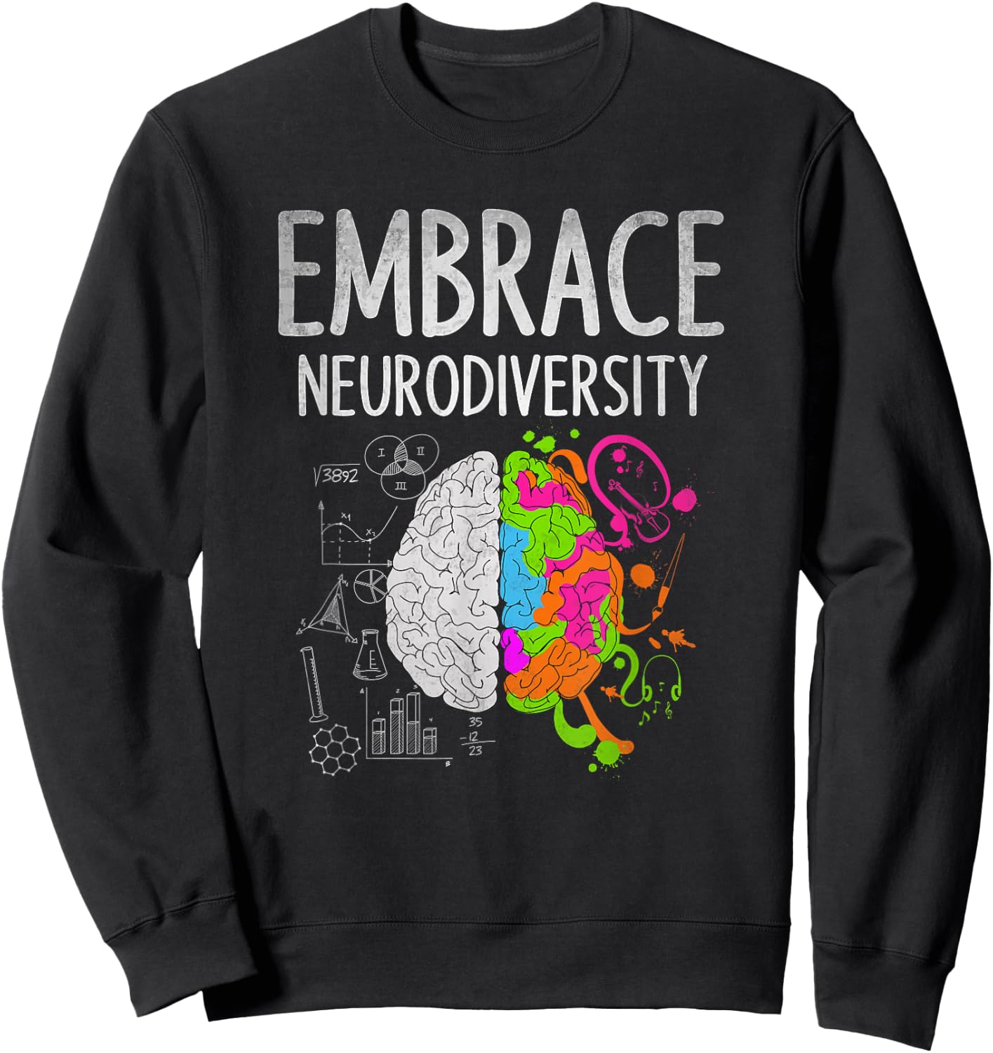 Teacher April Autism Awareness Embrace Neurodiversity Brain Sweatshirt - Sweatshirt | Black