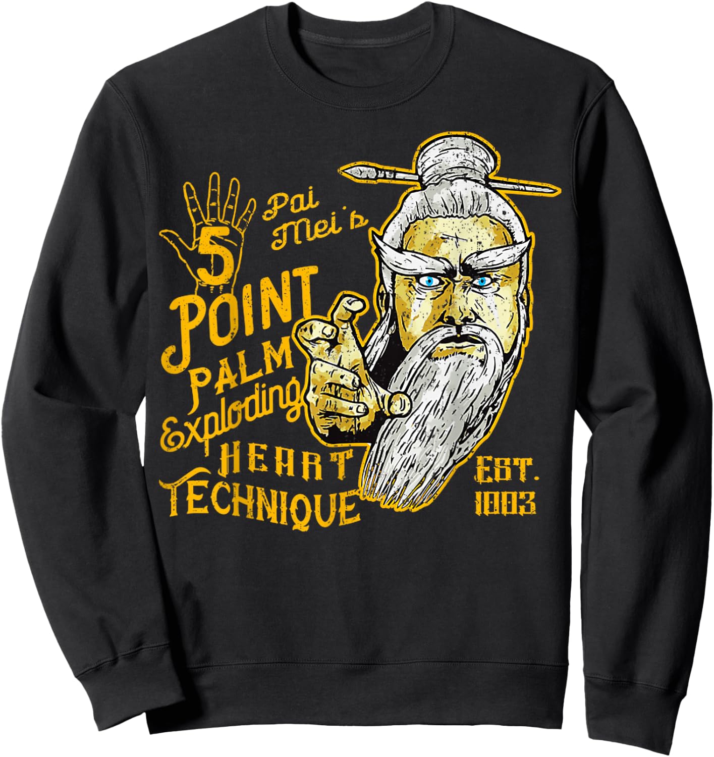 Vintage Pai Mei 5 Point Palm Exploding Heart Technique 1 Sweatshirt - Sweatshirt | Black
