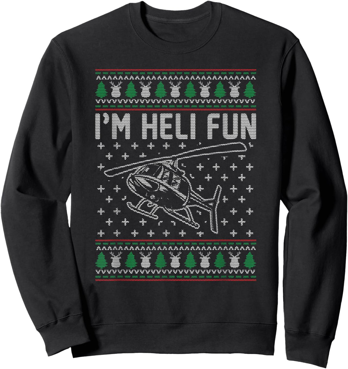 Helicopter Ugly Christmas Funny Pilot Christmas Holiday Gift Sweatshirt - Sweatshirt | Black