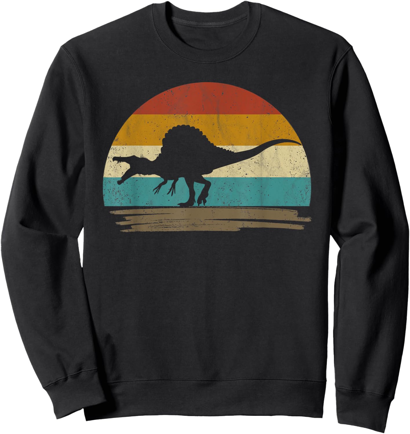 Retro Vintage Spinosaurus Dinosaur Sweatshirt - Sweatshirt | Black