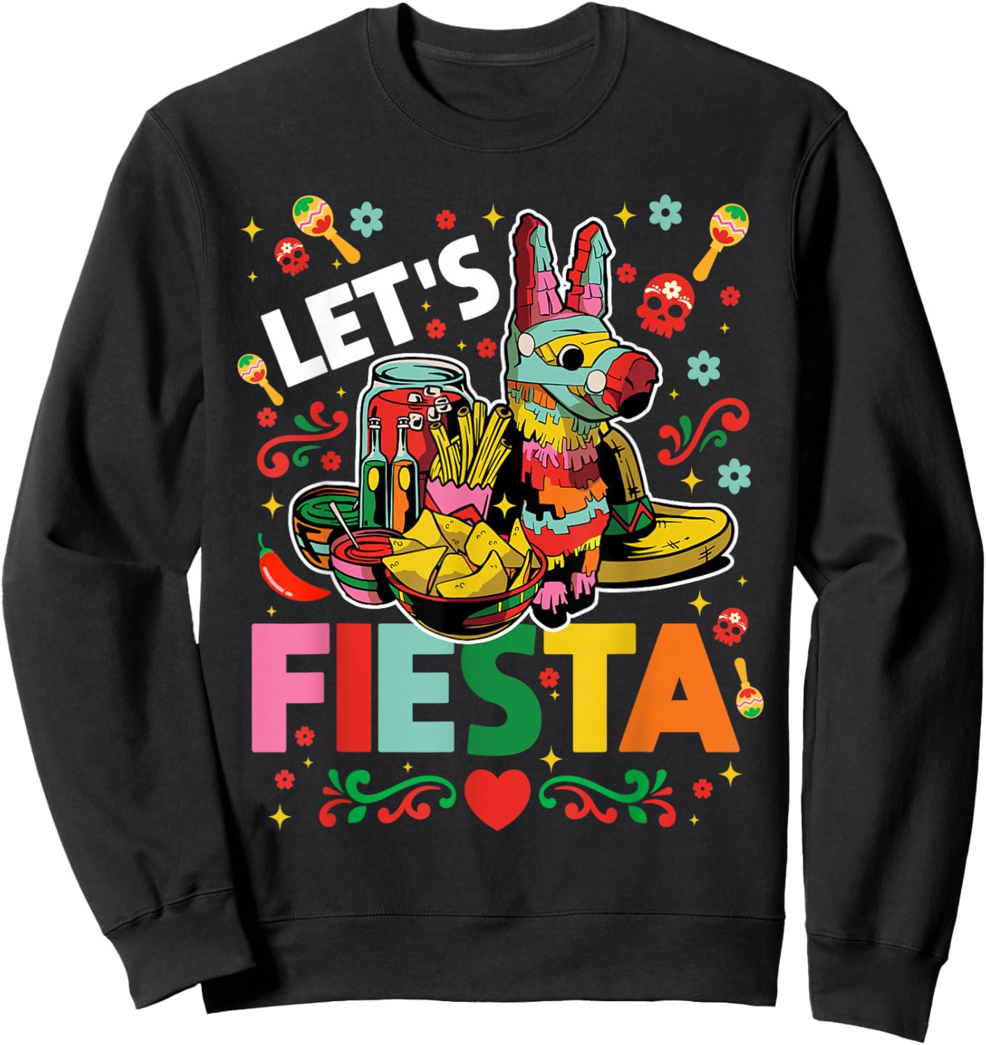 Let's Fiesta Cinco De Mayo Camisa Mexicana Hombre Sweatshirt - Sweatshirt | Black