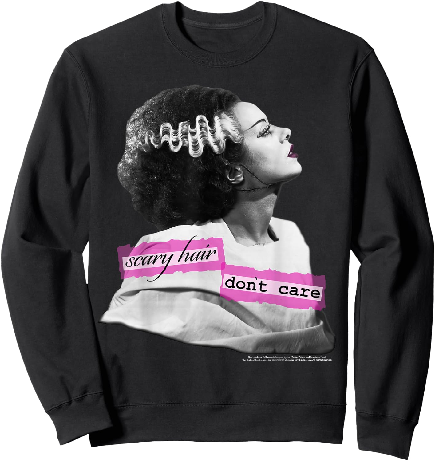Universal Monsters Bride Of Frankenstein Scary Hair Sweatshirt - Sweatshirt | Black