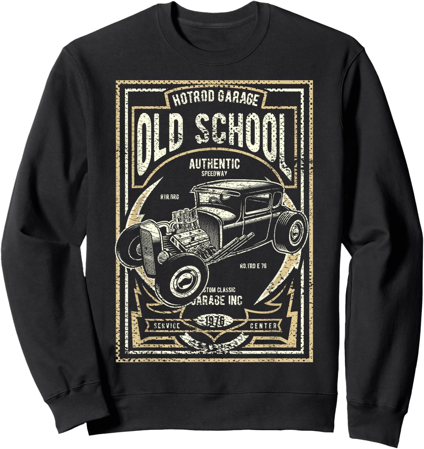 Old School Vintage Hot Rod Garage Men Classic Car Sweatshirt - Sweatshirt | Black