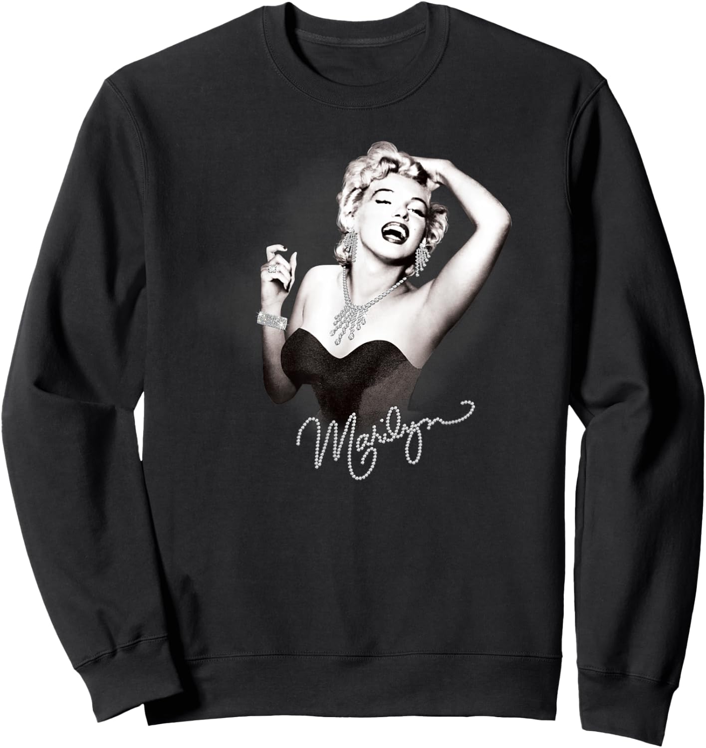 Marilyn Monroe Glam Marilyn Black Graphic , Women's Classic Fit, Small Sweatshirt - Sweatshirt | Black
