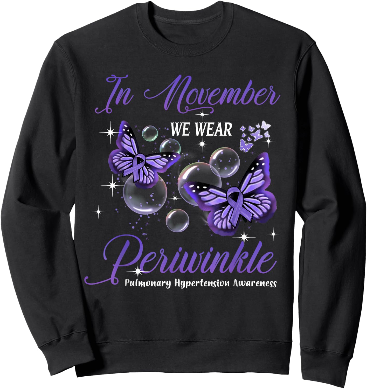 In November We Wear Periwinkle Pulmonary Hypertension Sweatshirt - Sweatshirt | Black