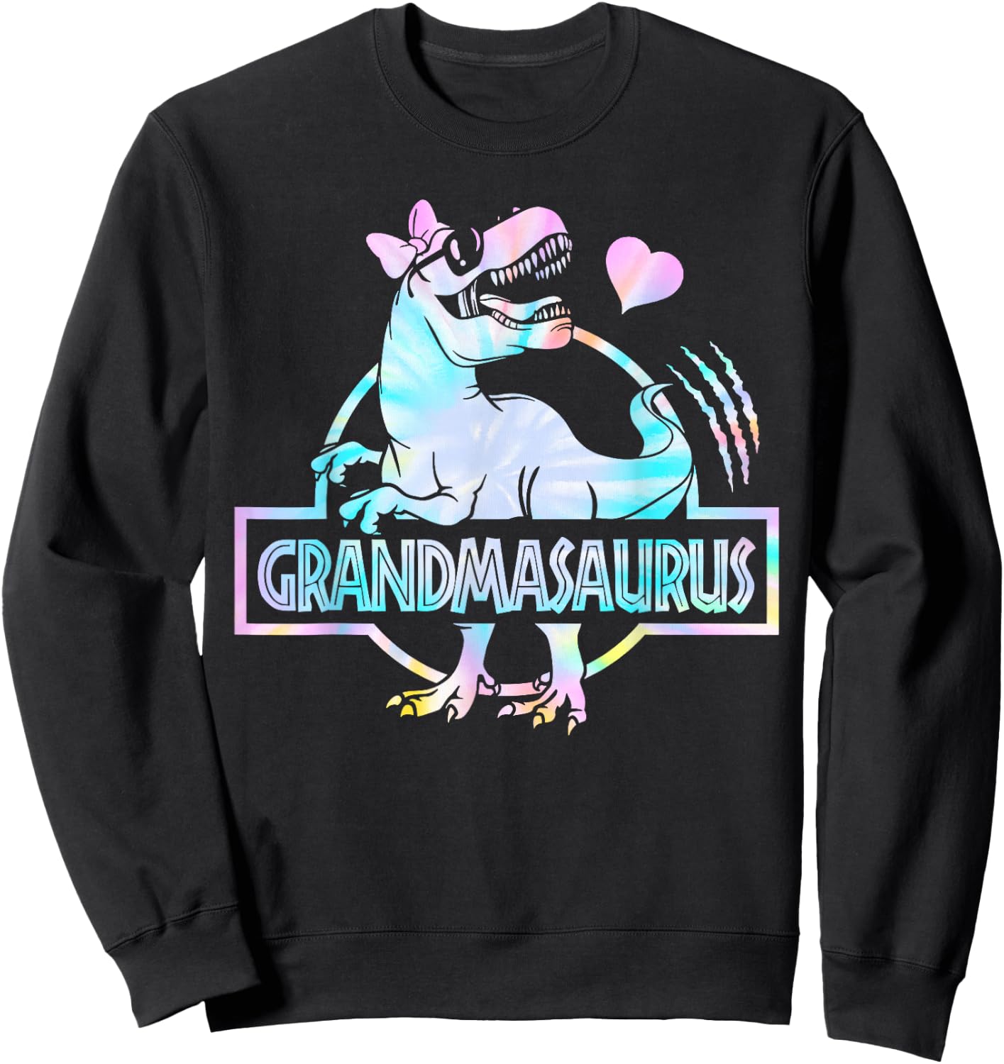 Grandmasaurus T Rex Dinosaur Grandma Saurus Family Matching Sweatshirt - Sweatshirt | Black