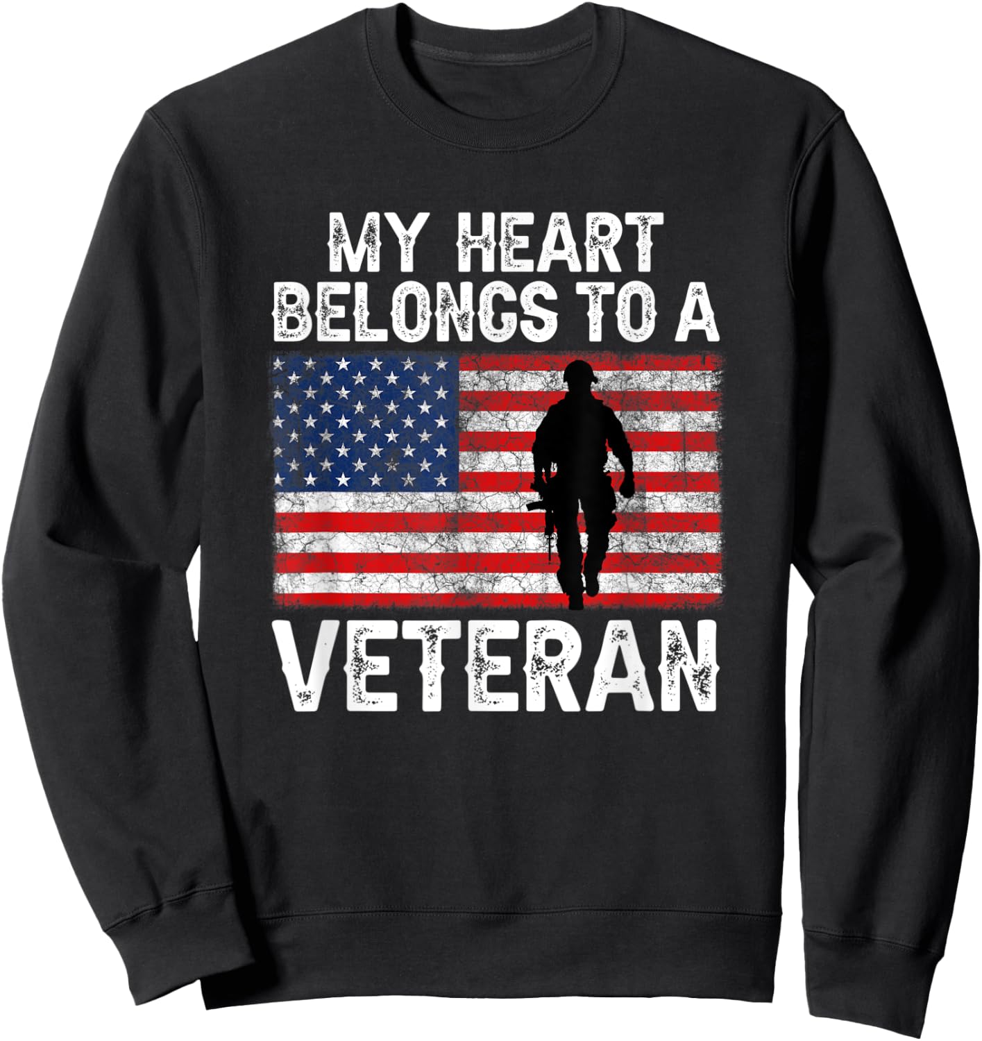 My Heart Belongs To A Veteran Army Veteran Fathers Day Sweatshirt - Sweatshirt | Black