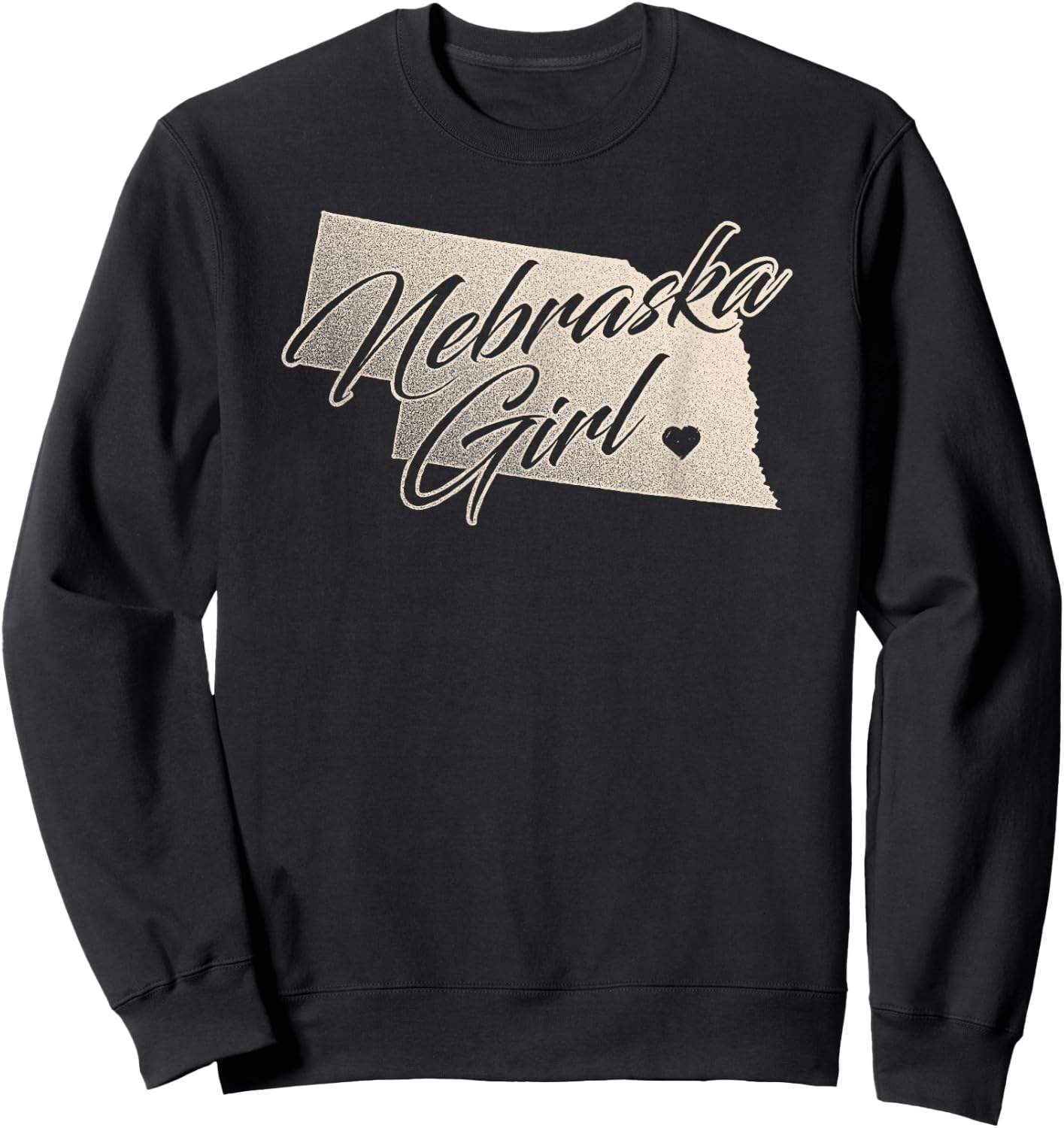 Nebraska Girl Vintage Distressed State Outline, Women's Sweatshirt - Sweatshirt | Black
