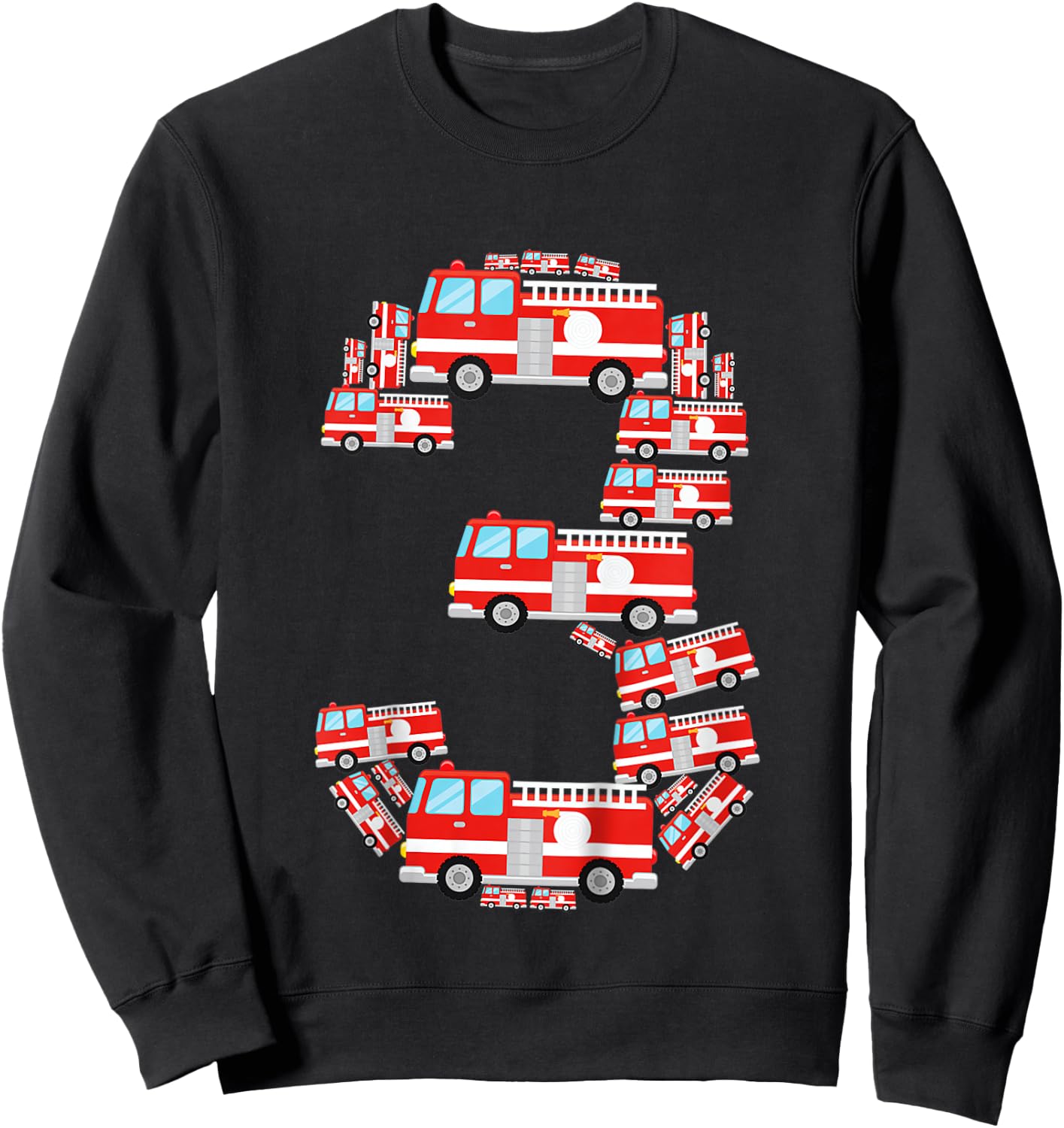 Kids Fire Truck 3rd Birthday Boy 3 Year Old Toddler Firefighter Sweatshirt - Sweatshirt | Black