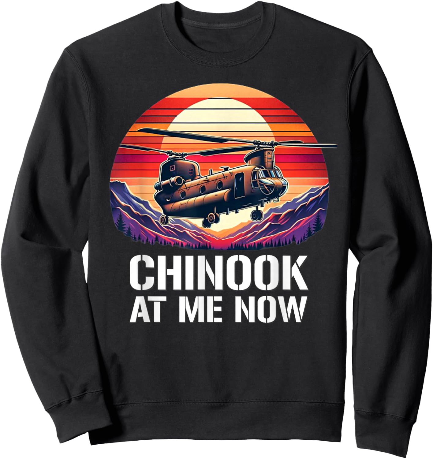 Vintage CH-47 Chinook Military Helicopter Sweatshirt - Sweatshirt | Black
