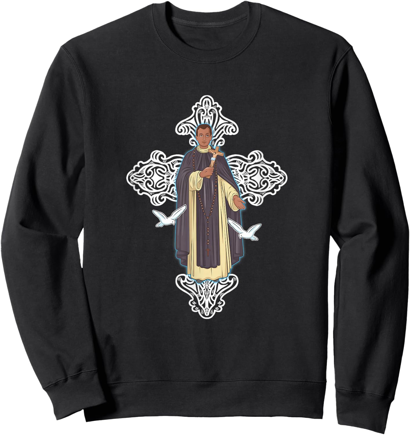 San Martín de Porres y Cruz de Jesucristo Sweatshirt - Sweatshirt | Black