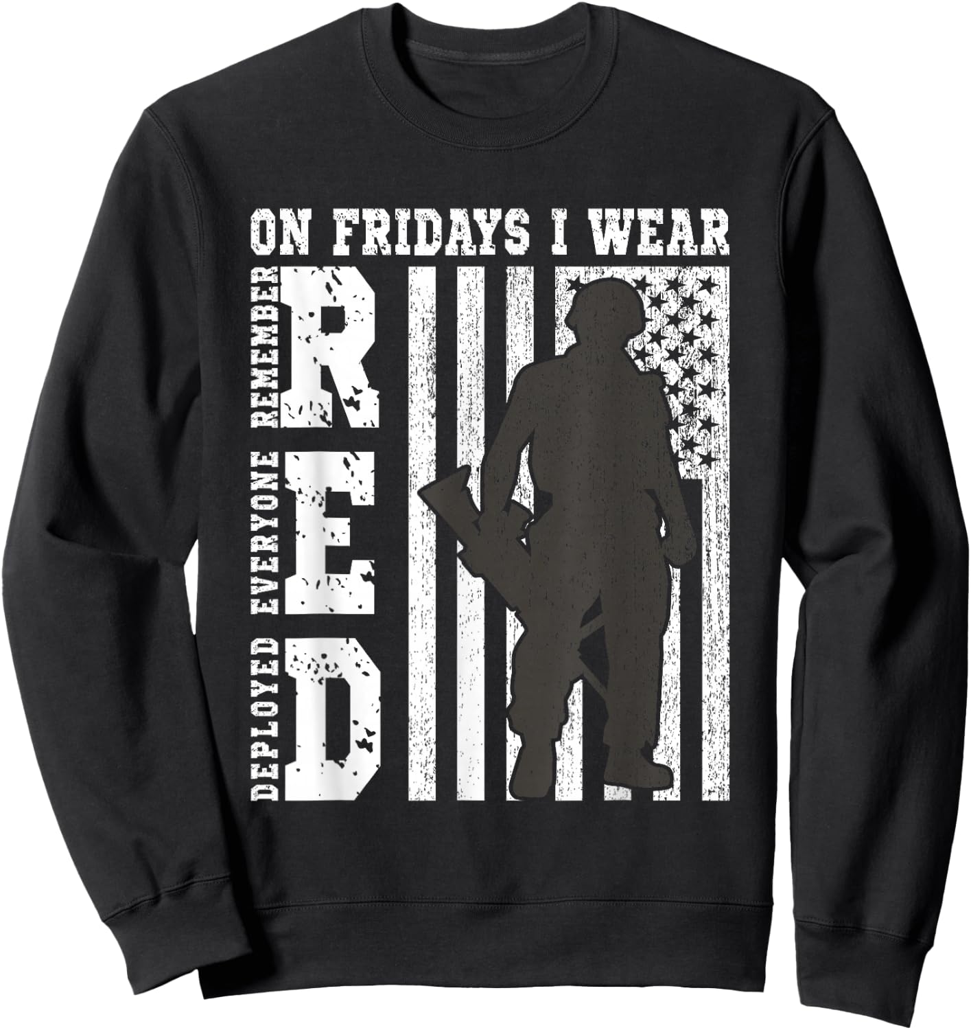 On Fridays I Wear Red USA Support American Troops Sweatshirt - Sweatshirt | Black