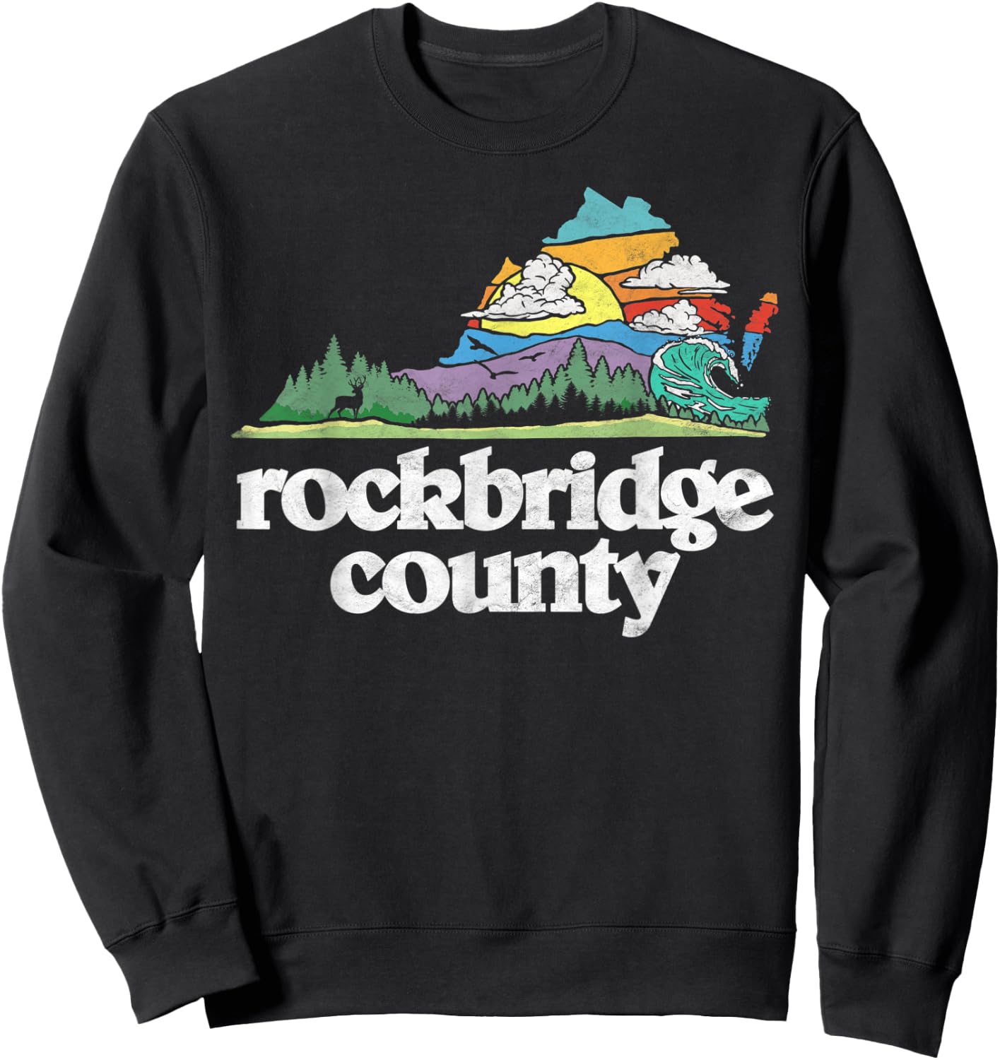 Rockbridge County Virginia Outdoors & Nature Lover Retro Sweatshirt - Sweatshirt | Black
