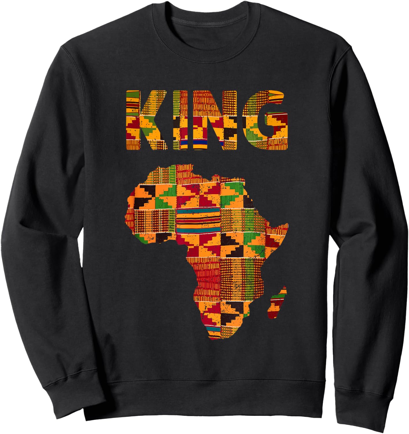 Cool African King Design Kente Cloth Africa Ghana Kids Men Sweatshirt - Sweatshirt | Black